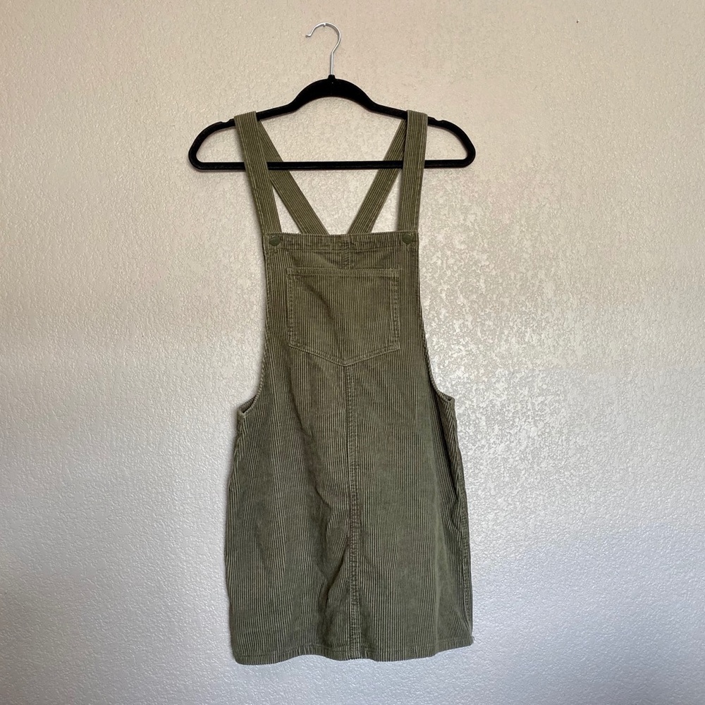 Green Corduroy Overall Dress